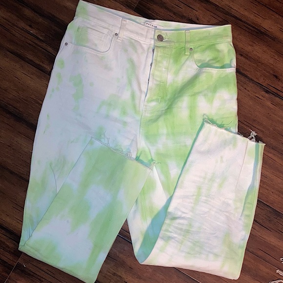 PacSun Pants - Pacsun High Rise Straight Leg Green and White Button Fly Denim Pants Size 29/8